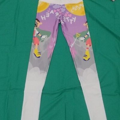 Women's XS NWOT Full Length Leggings Athletic Pants Shiny White Pop Art Comic